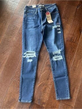 Levi’s 721 Sculpt High Rise Skinny Distressed Jeans Jeggings Size 8 W 29 L 30